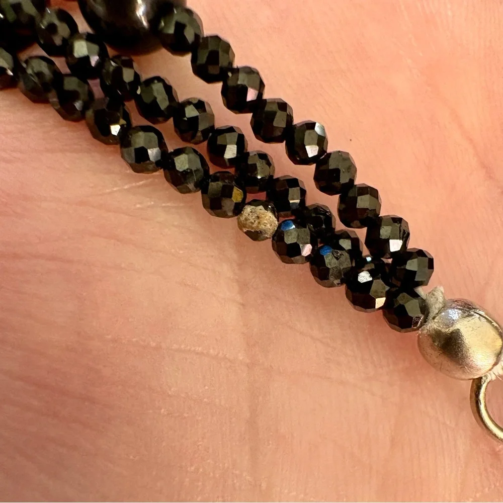 Sparkly black‎ spinel sterling silver necklace